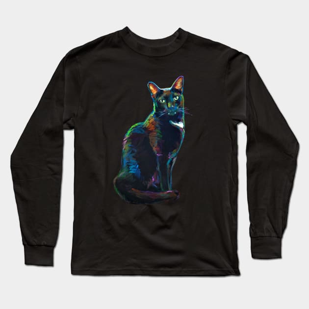 Halloween Magic Black Cat Long Sleeve T-Shirt by RobertPhelpsArt